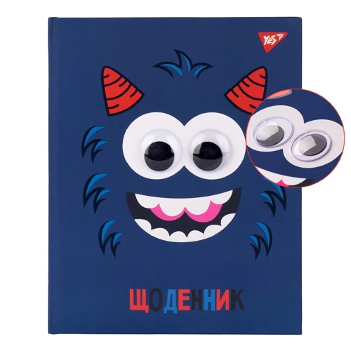 Щоденник шкільний YES жорсткий Monster софт-тач, УФ лак, об'ємні очі