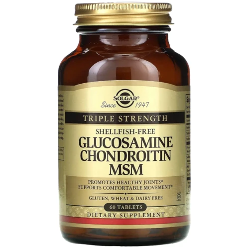 Solgar Glucosamine Chondroitin MSM Глюкозамін Хондроїтин та ЧСЧ потрійна сила 60 таблеток
