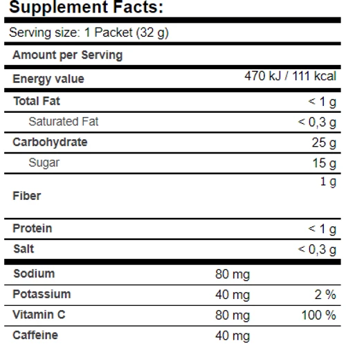 Энергетик Amix Performance Rock´s Gel with caffeine 20x32 g / 20 servings / peach tea: Тип Энергетики