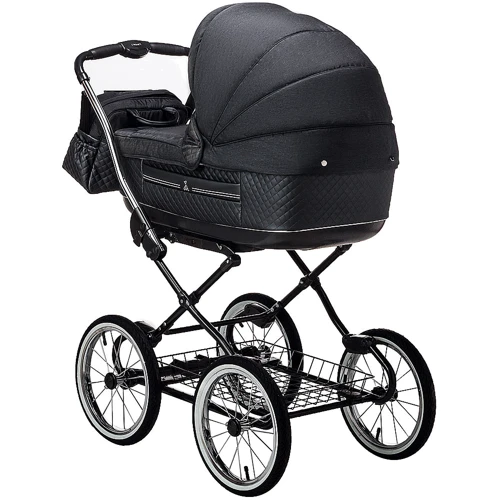 Коляска 2 в 1 классическая Roan Marita Prestige (14" черные колеса, черная рама) P231 графит - графитовая (кожа) перламутр (624732): Количество блоков 1