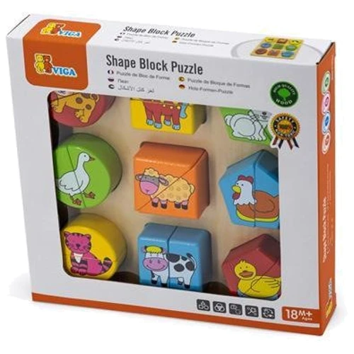 Деревянный пазл-сортер Viga Toys Фигуры и зверята (59585)