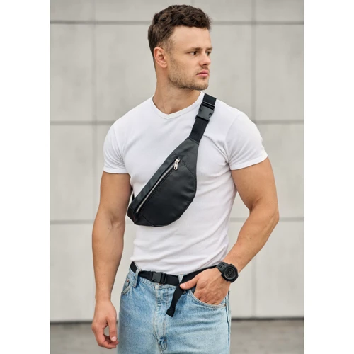 Мужская поясная сумка Sambag Soho MSS черная (82113101m): Застежка Молния