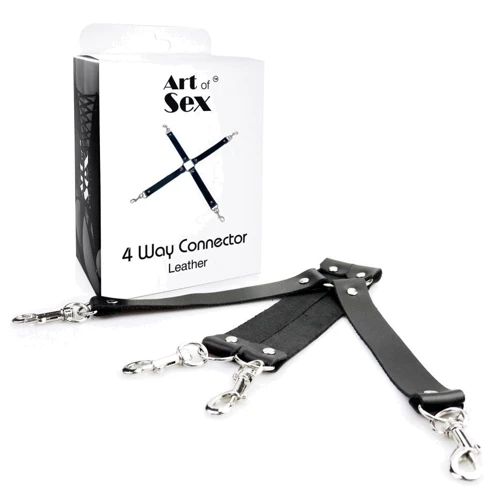 Крестовина из натуральной кожи Art of Sex - 4 Way Connector (черный)