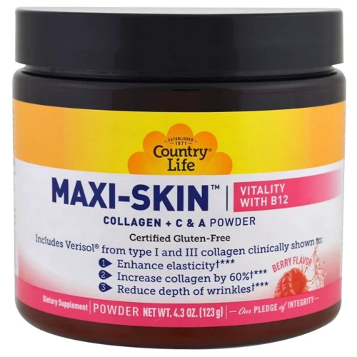 Country Life Maxi-Skin 4.3 oz (123 g) Коллаген + dитамины С&А&В12 в порошке