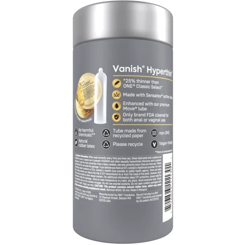 Презервативы ONE Vanish Hyperthin 12 шт, подарочная упаковка тюб