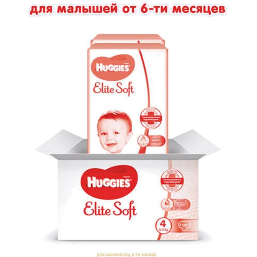 Подгузники Huggies Elit Soft 4 132 шт фото 6