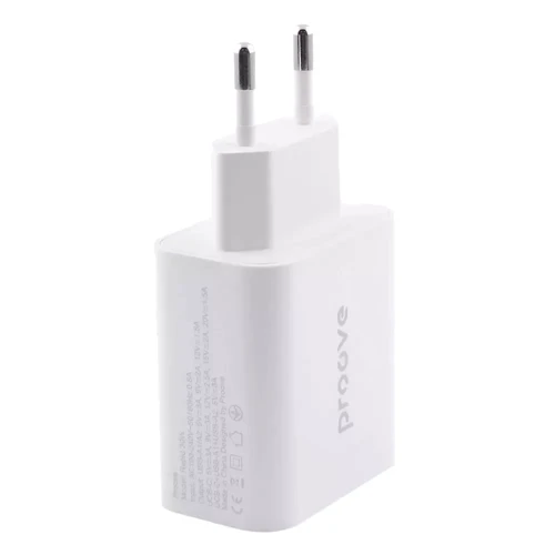 Зарядное устройство Proove Wall Charger 2xUSB+USB-C Rapid 20W White: Кабель в комплекте отсутствует