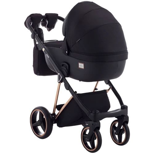 Универсальная коляска 2 в 1 Adamex Mimi Polar (Pink Gold) BR603 черный (люрекс) - черная кожа: Ширина шасси 60 см