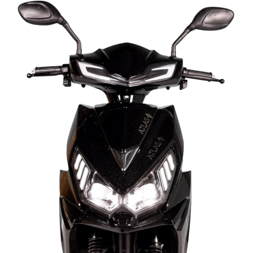 Электроскутер Atlas Journey 2000W Box Black (3052): Особенности С сиденьем, С багажником, С рулем, С большими колесами, С большим запасом хода, Мощные, Для бездорожья