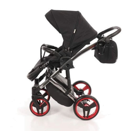 Универсальная коляска 2 в 1 Junama Diamond S-line 01, черный с красным (JD-SL-01): Возможность установки люльки есть