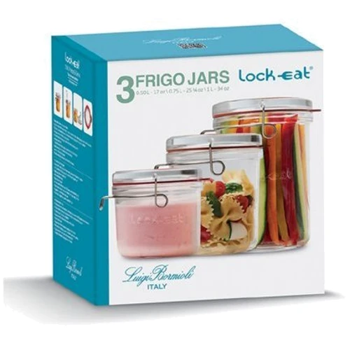 Набор банок Luigi Bormioli с бугельным замком Lock-eat 3 шт. (12400/01): Назначение универсальная, для чая, для соли, для сахара, для риса, для печенья, для муки, для меда, для кофе, д