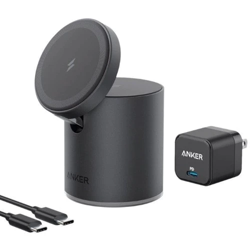 Зарядное устройство ANKER Wireless Charger MagSafe PowerWave Mag-Go 2-in-1 Dock Black (B2568311) for iPhone 16 I 15 I 14 I 13 I 12 series: Кабель в комплекте USB-C