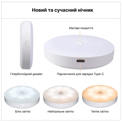 Нічник Inspire night GZ-2 з датчиком руху та акумулятором 400mAH 0.6W: Тип Ночники