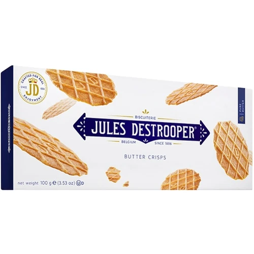 Печиво вафельне вершкове Biscuiterie Jules Destrooper Butter Crisps 100 г (5410471110774): Вага нетто 100 г
