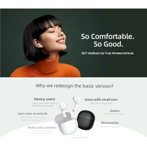 Навушники QCY T29 AilyBuds Lite White: Тип кріплення без креплений