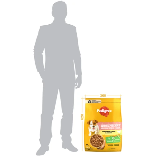 Сухой корм Pedigree для щенков малых пород с птицей и овощами 7кг (5998749145210): Свойства Забота о коже и шерсти, Забота о пищеварении, Основное питание