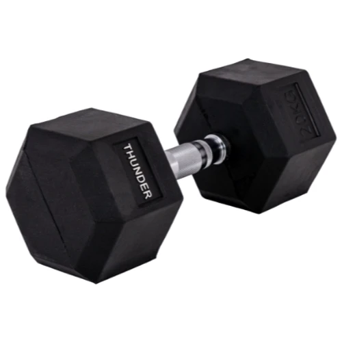 Гантель Thunder 20 кг (HEXAGONAL-DUMBBELLS-20KG): Покриття резина