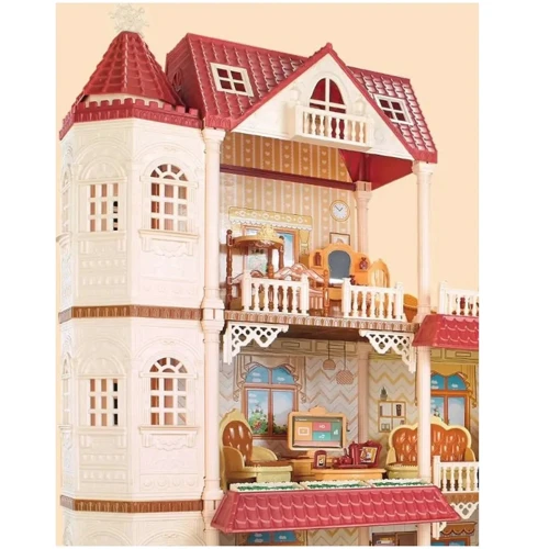 Домик для кукол: 268 деталей, мебель, 2 куклы, механический лифт (VC 6036)