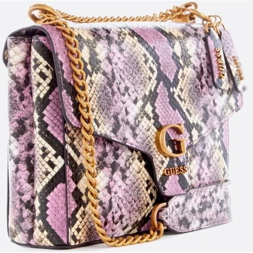 Женская сумка через плечо GUESS SHENNY CONVERTIBLE XBODY FLAP розовая (HWKB8693210-PIN): Фактура Матовая, Под змею