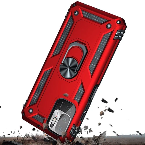 Аксессуар для смартфона Mobile Case Shockproof Serge Magnetic Ring Red for Xiaomi Redmi Note 10 5G / Poco M3 Pro / Poco M3 Pro 5G: Материал TPU (термополиуретан) и поликарбонат