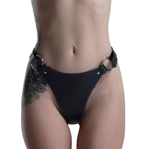 Трусики из натуральной кожи Feral Feelings - String Bikini Black