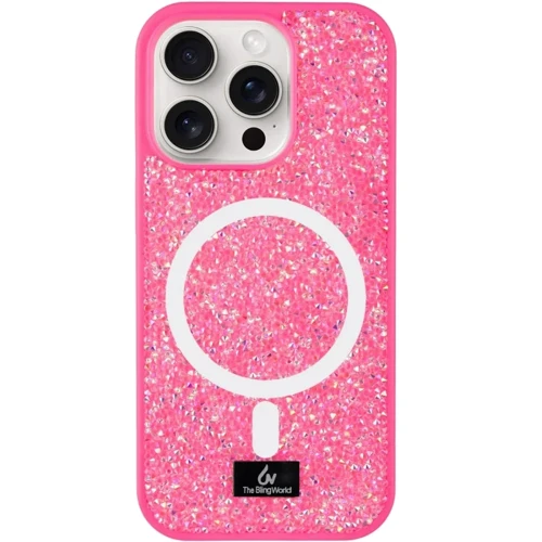 Чехол для iPhone Bling World Rock Diamond with MagSafe Rose for iPhone 15 Pro Max