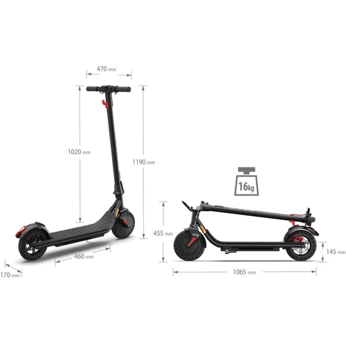Электросамокат Sharp EM-KS1AEU-B 350 Вт 36 V (6,6 Ah) 8,5" Black: Допустимая нагрузка, кг 120