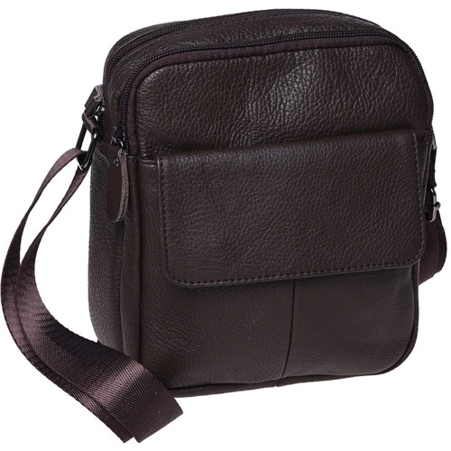 Мужская сумка через плечо Borsa Leather темно-коричневая (K11031-dark brown)