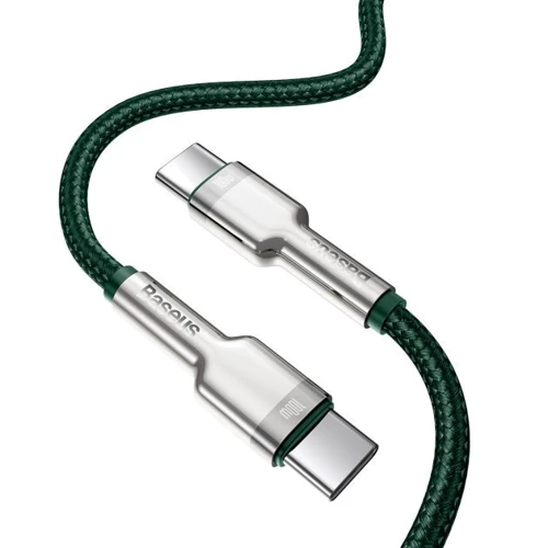 Кабель Baseus Cable USB-C to USB-C Cafule Metal 100W 2m Green (CATJK-D06): Длина 1 м