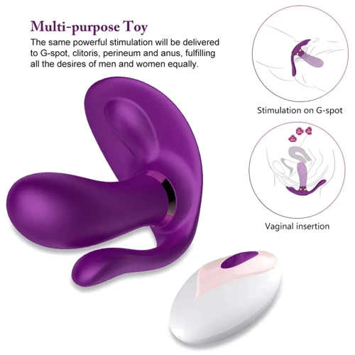 Вибромассажер с анальным и клиторальным стимулятором, и подогревом BOSS Remote wearable vibrator Purple (BS561007-2)