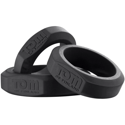 Tom of Finland 3 Piece Silicone Cock Ring Set Black  - ерекціонние кільця: Виробник Tom Of Finland