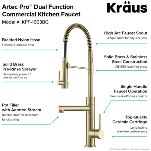 Змішувач для кухонного миття Kraus Artec Pro KPF-1603BG