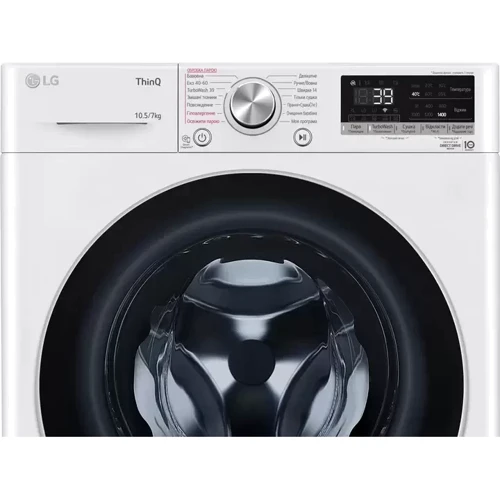 Стиральная машина LG F4V7RC1WW: Загрузка белья (стирка), кг 10.5