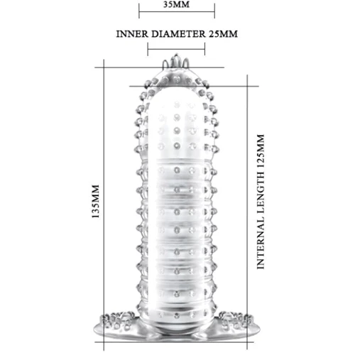 Насадка на член LYBAILE Silikon Penis Sleeve Clear, 13.5 см