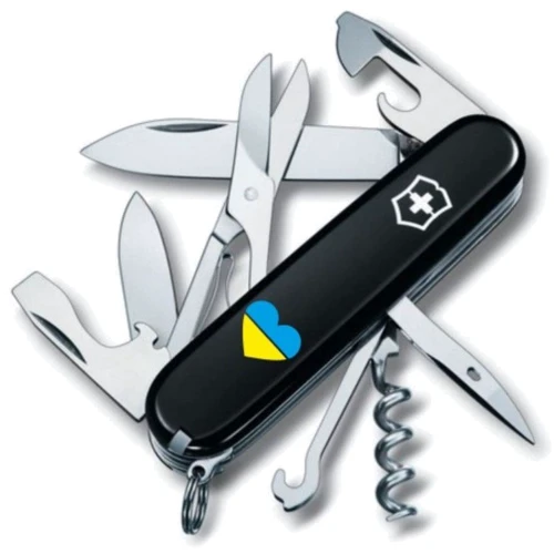 Мультитул Victorinox Climber Ukraine 91мм/14 функций/черный /Сердце сине-желтое (1.3703.3_T1090u)