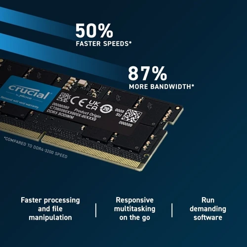 Crucial 64 GB (2x32GB) SO-DIMM DDR5 4800 MHz (CT2K32G48C40S5): Тип DDR5
