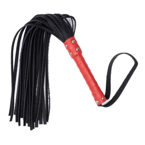 Флоггер из комбинированной кожи Flirty COMBO Leather - Black & Red, BM-00031