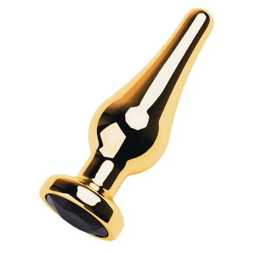 Анальная пробка с кристаллом Toyfa Metal Gold anal plug black gem