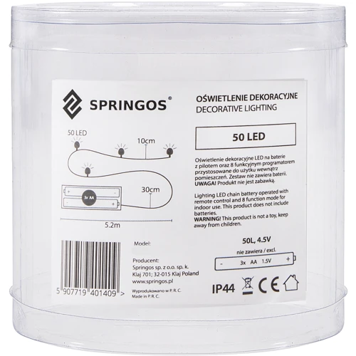 Гирлянда на батарейках Springos 4.9 м 50 LED Pilot CL0106 Cold White фото 8