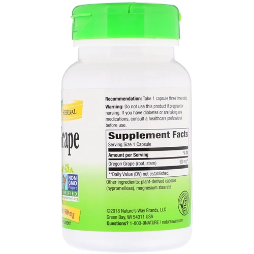Nature's Way Oregon Grape Root 500 mg 90 Caps Корень орегонского винограда: Форма выпуска Капсулы