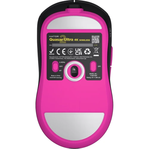 Мишка HATOR Quasar 2 Ultra 4K Wireless Black/Pink (HTM570BP): Радіус дії 10 м