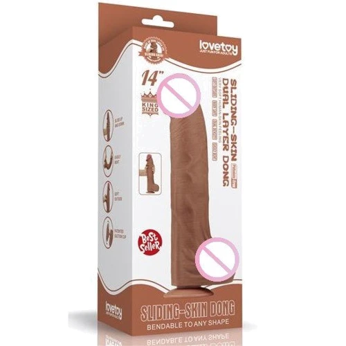 Фаллоимитатор LoveToy Sliding-Skin Dual Layer Dong 14" Brown