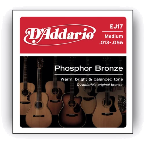 Струна для гитар Струны D`ADDARIO EJ17 PHOSPHOR BRONZE MEDIUM 13-56: Тип Комплект струн