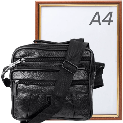 Мужская сумка через плечо Valiria Fashion черная (3DETAW8008-3): Фактура Матовая, Зернистая
