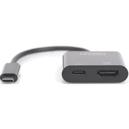 Адаптер Digitus Adapter USB-C to HDMI+USB-C Black (DA-70856): Колір черный
