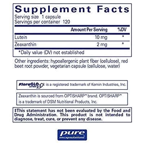 Pure Encapsulations Lutein / Zeaxanthin 120 caps Лютеин / Зеаксантин