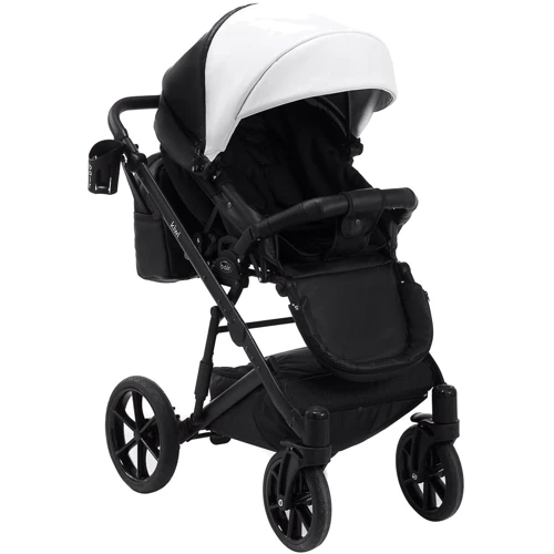 Коляска 2 в 1 Bair Kiwi кожа 100% BK-51/15 белый - черный: Ширина шасси 58