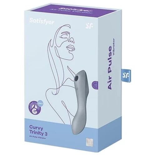 Вакуумний стимулятор із вібрацією Satisfyer Curvy Trinity 3 BlueGrey