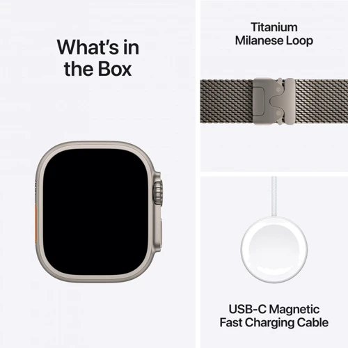 Apple Watch Ultra 2 2024 GPS + Cellular 49mm Natural Titanium Case with Natural Titanium Milanese Loop - Large (MX5T3UL/A) фото 9