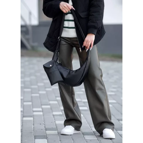 Женская сумка хобо Sambag HOBO S черная (53100001): Фактура Матовая, Гладкая